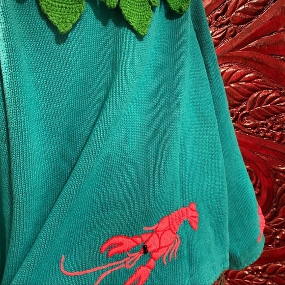 Vintage embroidered Michael Simon sweater cardigan beaded lobster designer rare - Picture 14 of 15